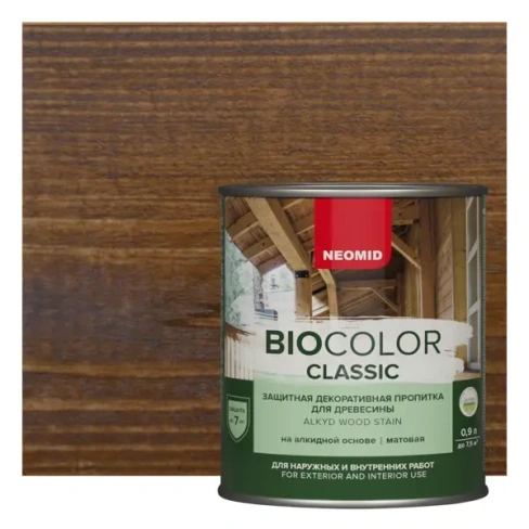 Пропитка для древесины Neomid Bio Color Classic New 2020 матовая цвет орех 0.9 л NEOMID None
