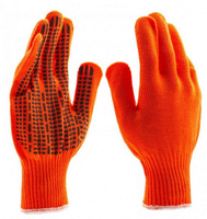 Перчатки Сибртех 68669 трикотажные, акрил, ПВХ гель "Протектор", оранжевый, оверлок СИБРТЕХ