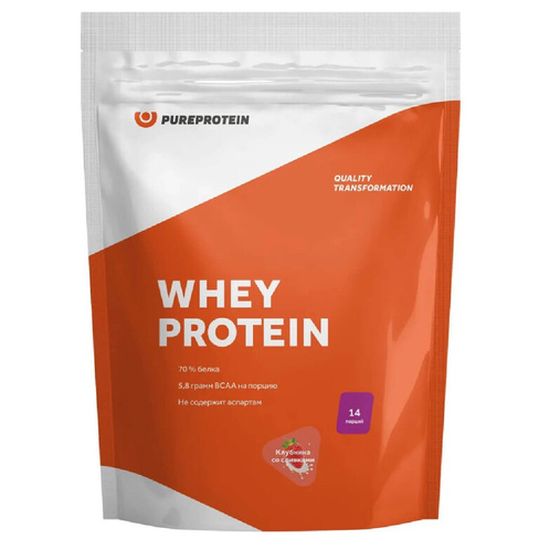 Сывороточный протеин, вкус «Клубника со сливками», 420 г, Pure Protein PureProtein