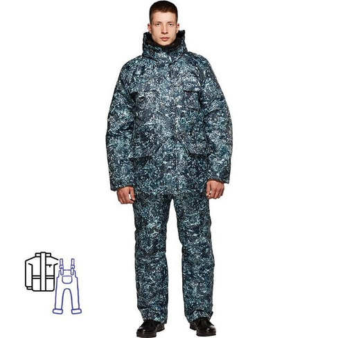 Костюм рабочий зимний мужской Охранник-КПК КМФ серый (размер 52-54, рост 170-176)