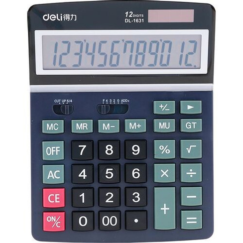 Калькулятор Deli E1631, 12-разрядный, черный