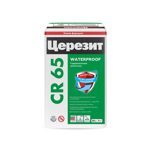 Гидроизоляция обмазочная Ceresit CR 65 цементная 20 кг