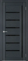Дверь межкомнатная экошпон У-6 Санремо грей ДО 2000x800 ст. стекло черное
