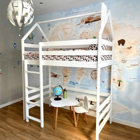 Кровать-чердак для детей 160*80 белая