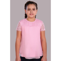 Блузка школьная "Анжелика" кулирка с лайкрой (р-ры: 122-164) светло-розовый