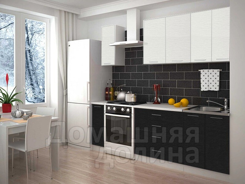 Кухня Валерия-М-38 - 1,7 метра Белый металлик - Черный металлик