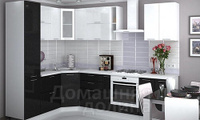 Кухня Валерия-М-48 - 1,9х2,85 метра Белый глянец - Черный металлик