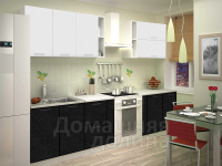 Кухня модульная Валерия-М-50 - 2,3 метра Белый металлик - Черный металлик