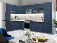 Кухня угловая модульная Ройс-02 Синяя 3,4*2 метра