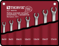 Набор ключей гаечных разрезных серии ARC в сумке, 8-19 мм, 7 предметов W4S7TB Thorvik W4S7TB Набор ключей гаечных разрез