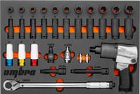 Набор с гайковертом, динамометрическим ключом и ударными головками в EVA ложементе 560х375 мм, 33 предмета OMT33STE Ombr